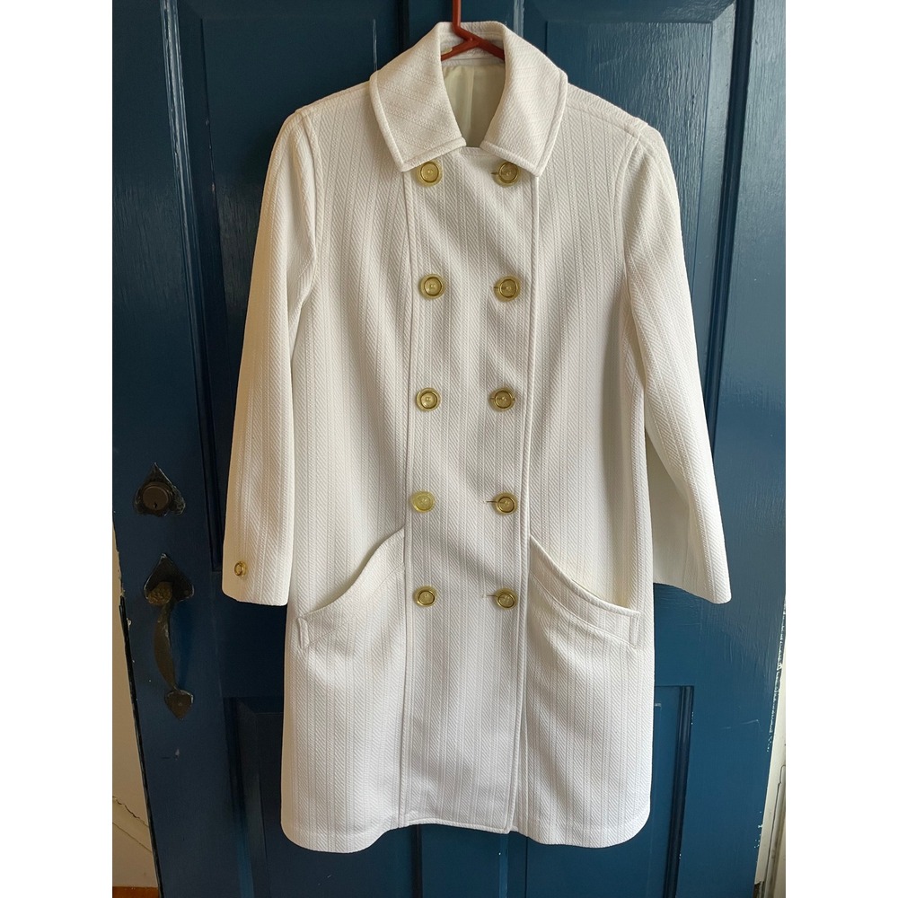 Misty Harbor Vintage Coat 60s 70s Double Knit White Double Breasted Size 8P